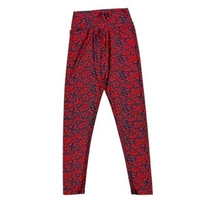 MATERIAL Girl Leggings Red Black Floral Paisley Plush Luxury Juniors Size Large